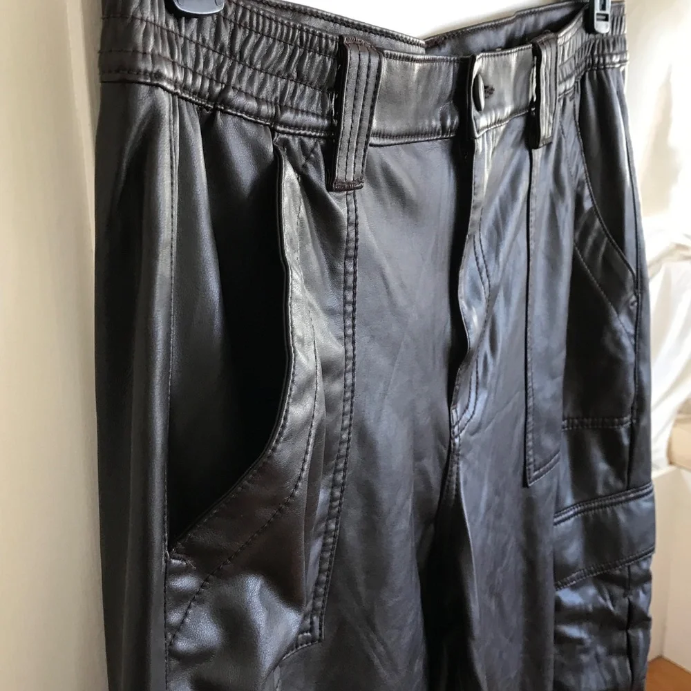 AMERICAN EAGLE Vegan Leather Stretch Cargo Pants Brown Women’s Plus Size 18